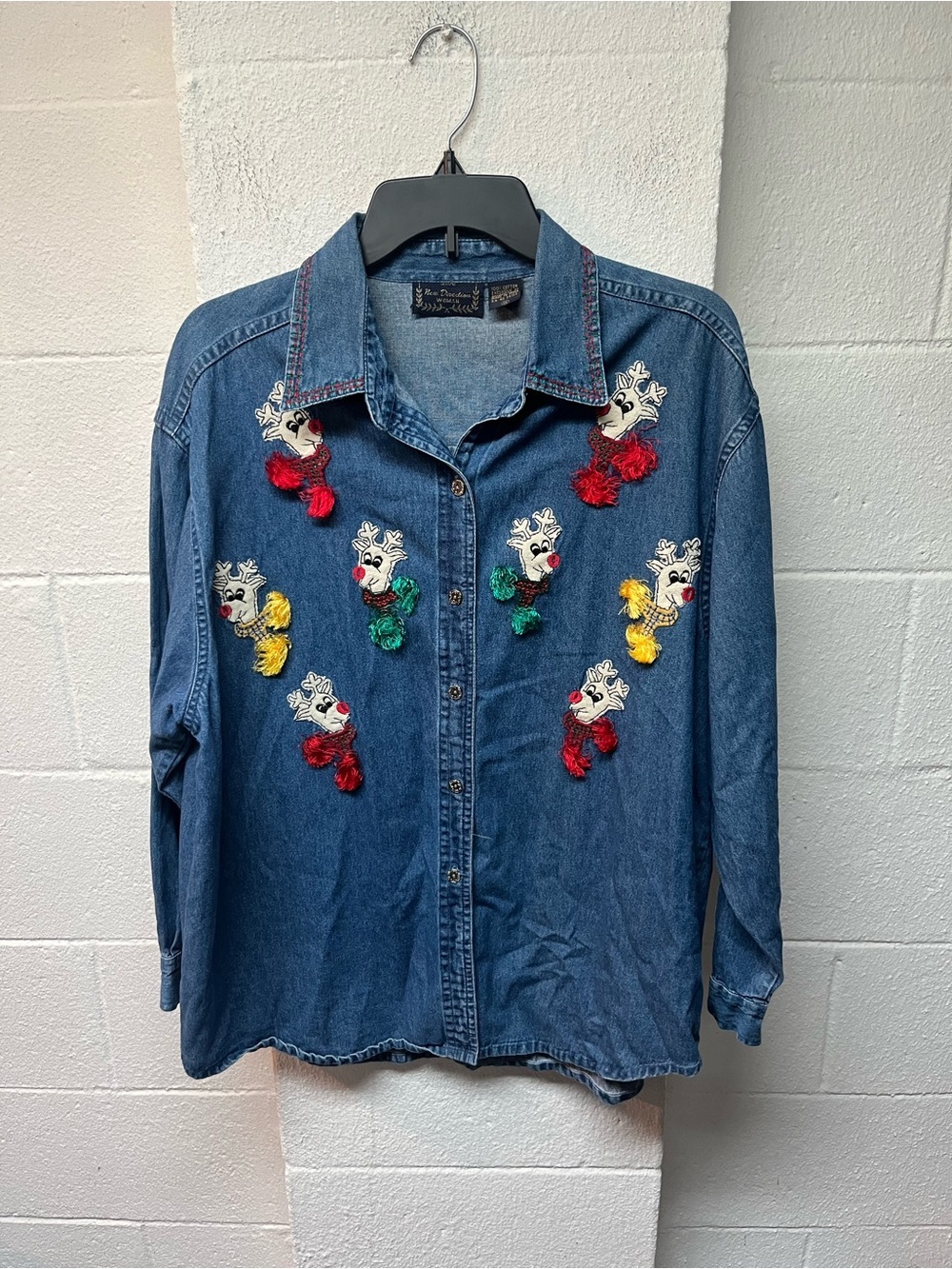 new directions Light Blue Jean Shirt with Embroidered Accent